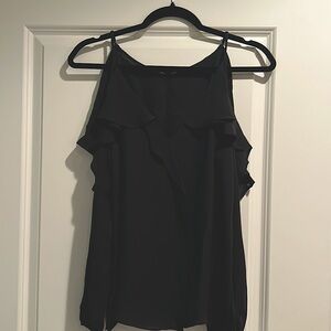 Kobi Halperin black silk cold shoulder blouse